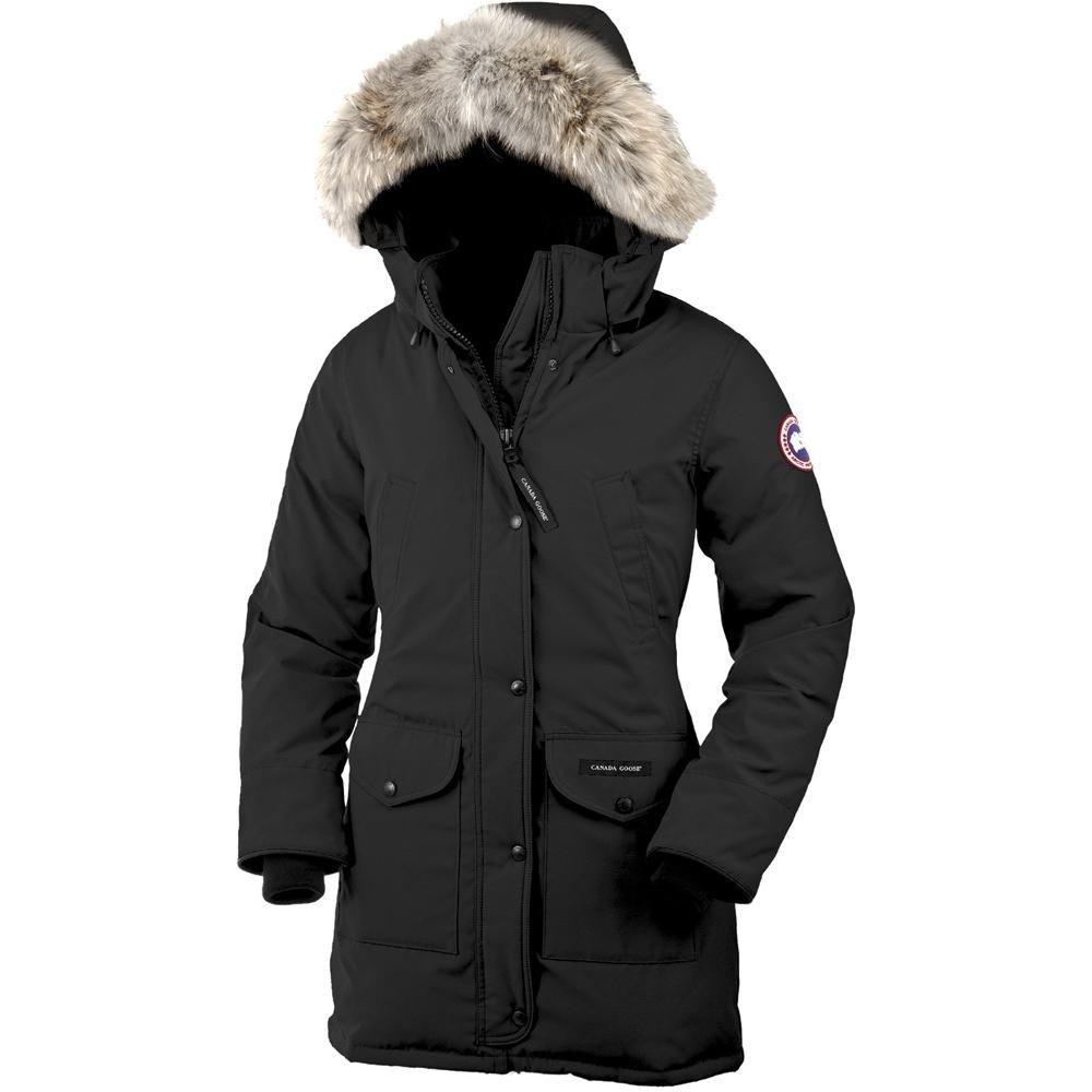 Women’s Canada Goose Trillium parka, black, L, with detachable fur hood detail